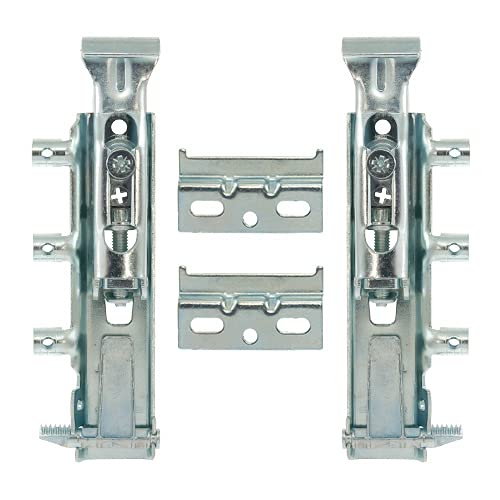 Syskor 2 Juegos Ajustable Cocina Colgador Oculto para Muebles Suspendidos Soporte para Colgar Armarios, la Carga: 65 Kg Placa + 2X Tapas Blancas, Niquel, 0