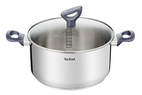 Tefal Daily Cook - Cacerola de acero inoxidable,3 Litros,base reforzada,aptas para todo tipo de cocinas incluido inducción, gran conductividad y resistencia con materiales reciclados, Cacerola 20 cm