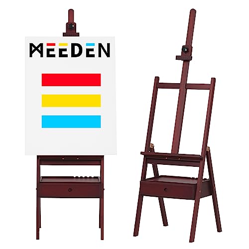 MEEDEN Caballete de Madera de Nogal con cajón de Almacenamiento de Suministros artísticos, Ajustable (60