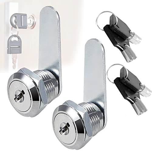 2 Piezas Cerradura para Buzón, Con 4 Piezas Llaves, Cerradura de Leva Tubular Cilíndrica, Cerradura Armario con Llave, Cerradura de Cajón para Buzón, Archivo, Armario, Oficina