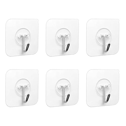 Ganchos Adhesivos Para Pared - 6 Piezas Gancho Adhesivo de 5 Kg (MáX.), Para Cocina, Colgar, Pared, Puerta, Albornoces, Colgador Toalla Baño Adhesivo (6 Piezas)