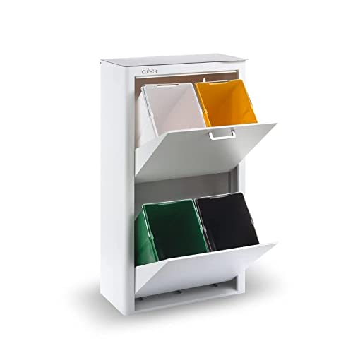 DON HIERRO - Cubo de basura y reciclaje lacado, 4 cubos gran capacidad, CUBEK