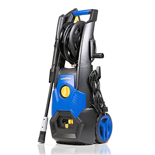Goodyear - Hidrolimpiadora 1800W 420 l/h 140 Bares. Deposito de jabon Integrado. Lanza Turbo. Enrollador de Manguera