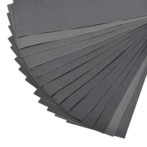 Papel de Lija para Madera Papel de Lija Fino Papel Abrasivo Uso en Seco y Húmedo, Grano 400, 600, 800,1000, 1200, 1500, 2000 Sandpaper para Muebles, Automotriz, Metal, Vidrio, Jade, Coche, Porcelanico