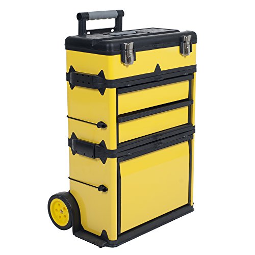 Stalwart 75-mj2096 Rolling carrito de apilamiento portátil Metal caja de herramientas en el pecho
