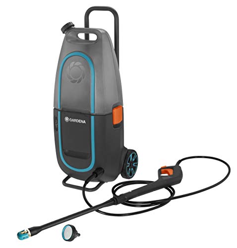 Gardena AquaClean 9341-55 Limpiadora de Alta Presión Li-40/60 sin Batería, Limpiador de Superficies para Exterior, Depósito Extraíble de 14 Litros, Negro/ Antracita/ Naranja/ Turquesa