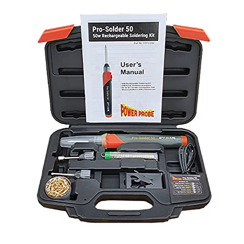 Power Probe Pro-Solder 50W Kit Soldador Eléctrico Portátil Recargable alcanza Temperatura de funcionamiento en 10 Segundos Duración Batería 35 Minutos