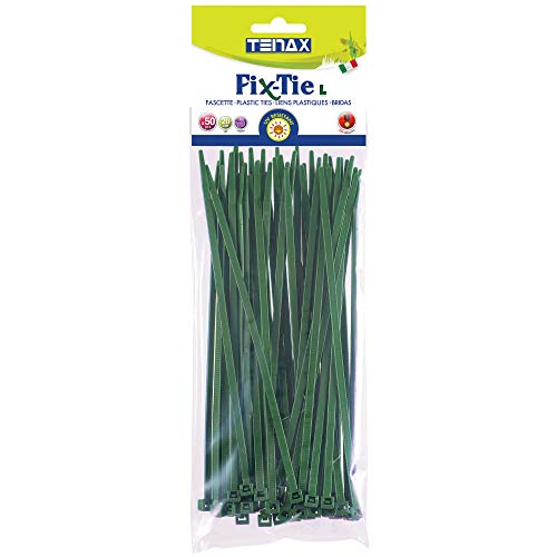Tenax Fix-Tie L Bridas de Plástico Multiusos, tamaño: 20 cm, Verde, Paquete de 50 Unidades