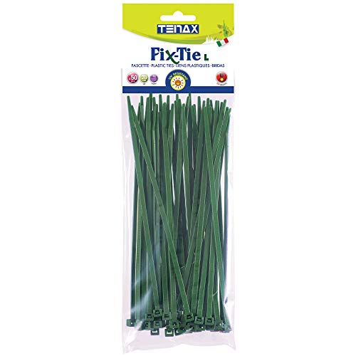 Tenax Fix-Tie L Bridas de Plástico Multiusos, tamaño: 20 cm, Verde, Paquete de 50 Unidades