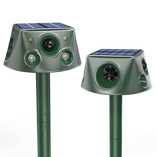 Repelente para Gatos, Ahuyentadores de Gatos Exterior Multifuncionales, Repelente Gatos Jardin Exterior, Solar Ultrasonido Repelente para Gatos con Sensores Infrarrojos y Flash LED y Sonidos de Alarma