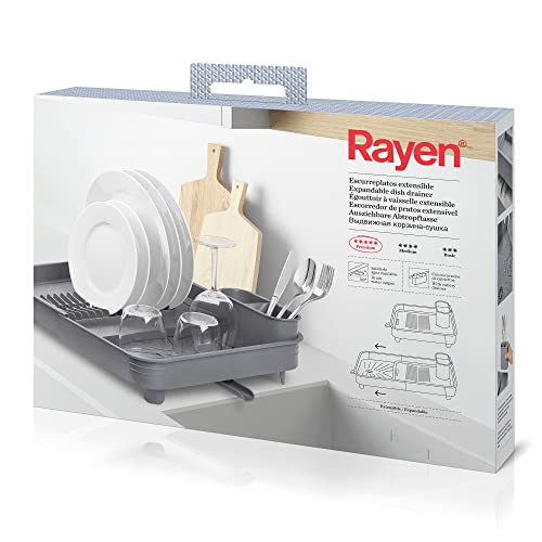Rayen 2069.01 - Escurreplatos Extensible, Color Gris, Medida plegado: :36 x 51 x 9.5 cm