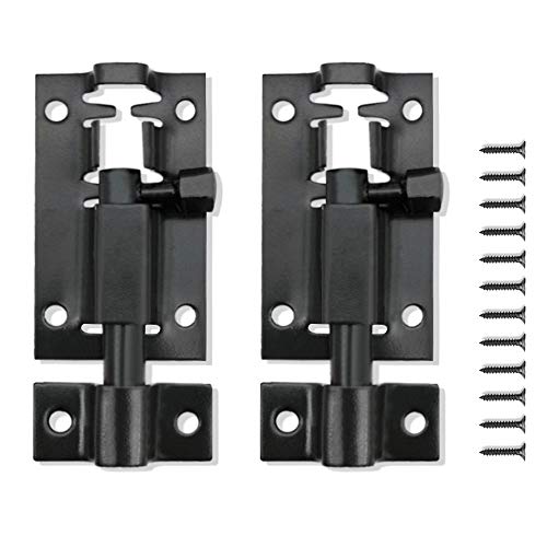 2piezas 2 pulgadas Pestillo de Acero Inoxidable Pestillo negro con Tornillos Cerradura de la puerta