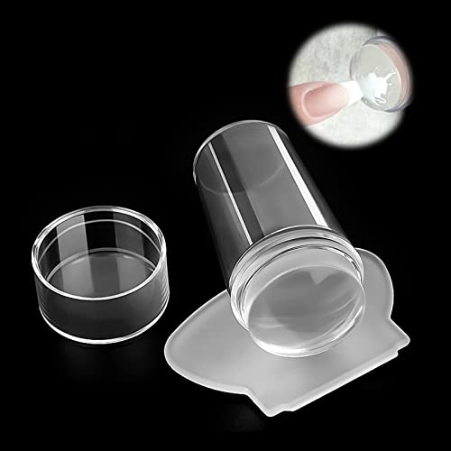 Estampador para Uñas Con Raspador,Nail Art Sellos,Estampado Uñas Silicona Transparente Raspador,Plantilla Transparente Sellar Uñas,Bricolaje Manicura Herramientas