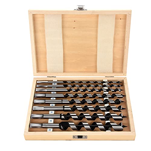 Juego de brocas para madera, 8 piezas Taladro de Madera Larga de 230mm Acero al Carbono Diámetro de 6-20 mm, Brocas Helicoidales Broca para Vigas Herramientas para Trabajos de Madera