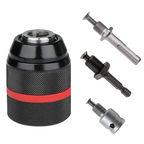 Portabrocas de Taladro Rápida 1,5-13mm, Rosca 1/2'' 20UNF Accesorios Taladro, Portabrocas con 1/4'' Hex, 1/2'' Llave de Impacto Base y Sds Plus, Adaptador Herramienta de Conversión (1)