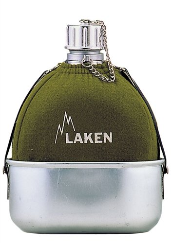 LAKEN Clásica, Cantimplora de Aluminio con Marmita 0,6 Litro y Fonda de Fieltro, 1 L