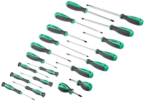 Marca Amazon - Denali - Juego de destornilladores planos, Phillips y torx, 20 unidades