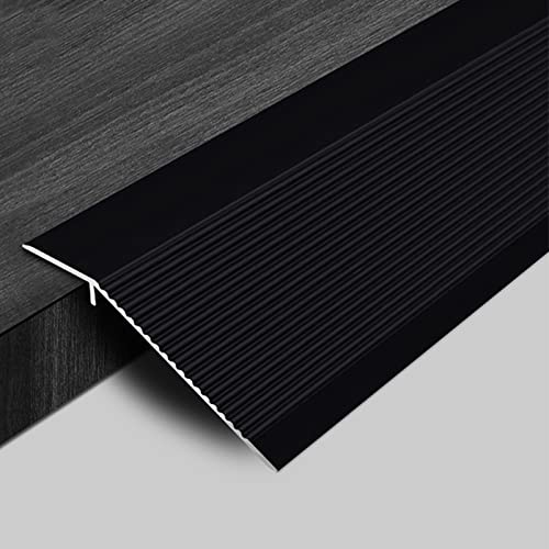 Tapajunta Suelo Tira De Transición De Metal Para Pisos, 10 Cm De Ancho Negro Reductor De Umbrales De Puerta Antideslizante, Moldura De Borde De Piso De Vinilo Laminado Desigual 90/ 100/ 120/ 150cm
