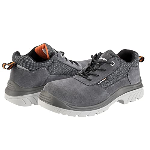 Bellota 72310GJS1P42 - Zapato de Seguridad Comp+ Gris S1P de Hombre y Mujer (Talla 42) de Piel Serraje Transpirable, Acolchada y con Zonas Reforzadas Antiabrasión