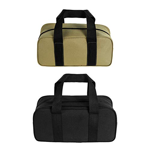 Bolsas de herramientas de 2 piezas, organizador de bolsas de herramientas, almacenamiento de boca abierta (A, negro + amarillo)