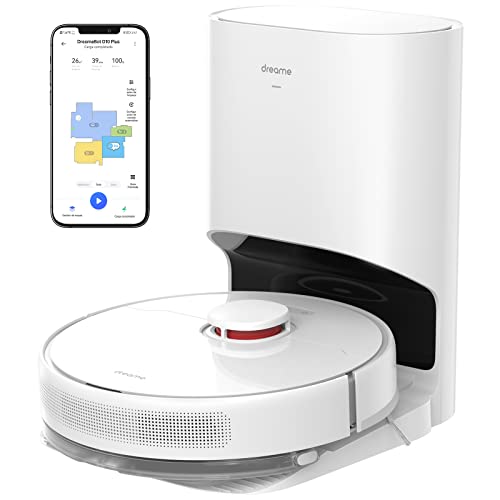 Dreame D10 Plus Robot Aspirador y Fregasuelos con Vaciado automático de Polvo, detección obstáculos navegación LiDAR, succión 4000 Pa, 170 min batería, WiFi/App/Alexa, Color Blanco