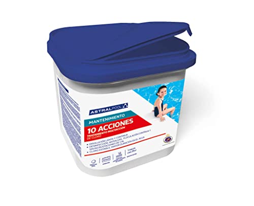 Mugar - Cloro 10 Acciones AstralPool de Disolución Lenta y Continua 5kg - Tratamiento Multiacción - Especial Gresites y Filtros de Arena- (1)