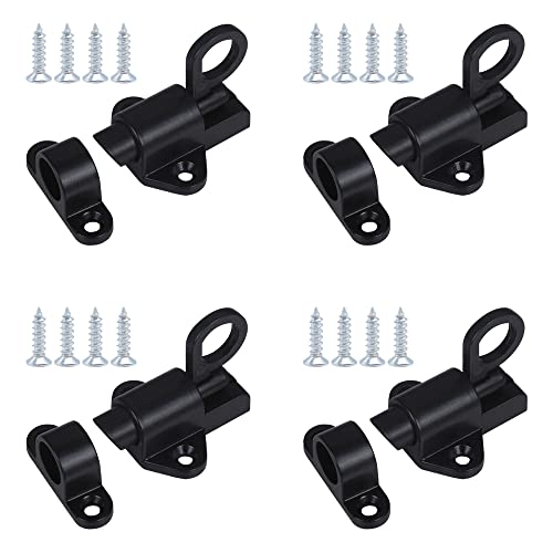 Sixfolo 4 Piezas Pestillo de Puerta Automático Cerrojo Puerta Aluminio Negro Cerrojo Puerta Seguridad Automático Pestillo de Resorte Pequeño con Tornillos para Ventanas,Puertas de Armario(Blanco)