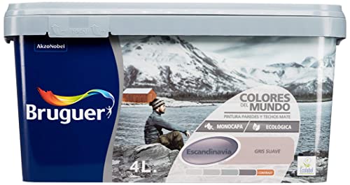 Bruguer Colores del Mundo Pintura para paredes monocapa Escandinavia Gris Suave 4 L