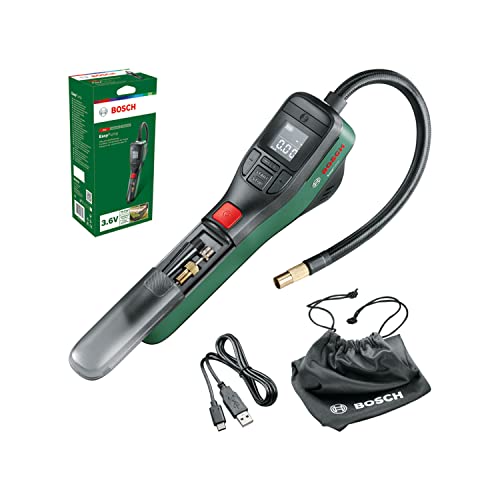 Bosch Bomba de Aire Bicicleta / Compresor de Aire a Batería EasyPump, Batería de 3.0 Ah, 3.6 Voltios, Función de Parada Automática, 150 psi, 10.3 bar, LED, Recargable Mediante Cable USB-C, en Caja