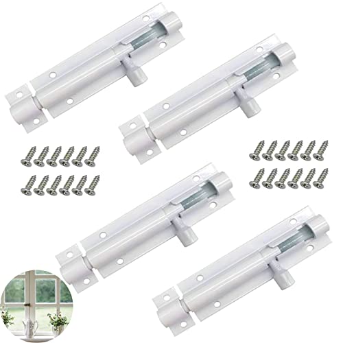 Benaton 4 Piezas Pestillo Deslizante, Pestillo Blanco Puerta, Pestillo Deslizante de Aleación de Aluminio, 3
