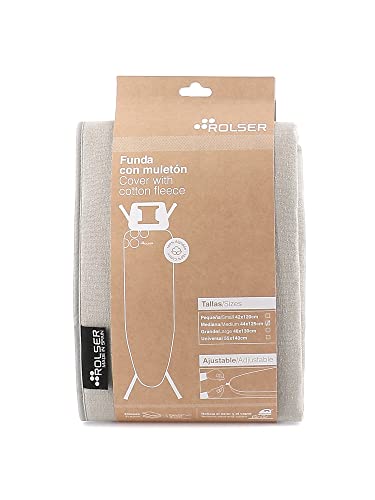 Rolser Funda 100% Algodón para Tabla de Planchar K-UNO - Talla M 125x44 cm - Natural Arena