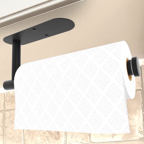 TENXSNUG Portarollos Cocina, Acero Inoxidable Portarrollos Papel Cocina Porta Papel Higienico, Ajustable Adhesivo o Taladro Soporte Rollo Papel Cocina Paper Towel Holder para Cocina y Baño, Negro