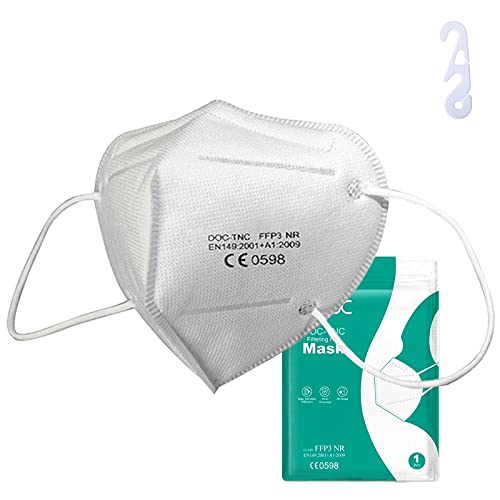 Uniguardian 20x-Mascarillas FFP3 Máscara-empaquetado individualmente,de protección respiratoria,certificado EN 149:2001+A1:2009,filtro de clase más alto 99%-sin válvula, Blanco, Talla única