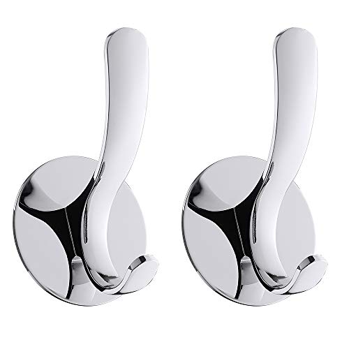 Wopeite Colgador de baño Sin taladro Toallero Gancho para pared Toallero de baño Acero inoxidable 2 piezas Plata