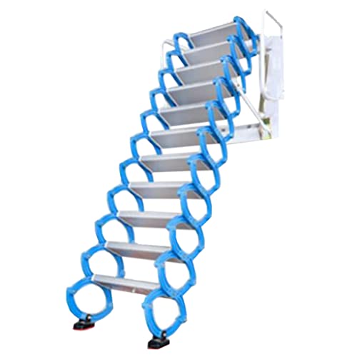 Desmontable Escalera telescópica de aleación Escalera Plegable Escalera de ático desplegable Estructura compacta Ahorro de Espacio Rápido de implementar Fácil de Usar Acero Inoxidable