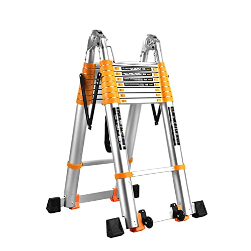 ZAQY Escalera Extensible Escalera Telescópica 3 4 5 6 7 M Escalera De Tijera Telescópica con Juntas Grandes Y Escalón Ancho (8 Cm), Escalera Telescópica De Aluminio para Loft, Techo Y Hogar Bricolaje