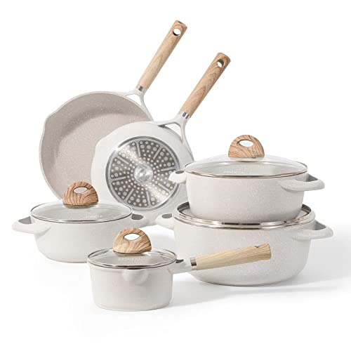 Kasanova Juego de 10 Sartenes Antiadherentes, Sartenes de Aluminio Prensado,Con Revestimiento Muy Resistente, Para Todo Tipo de Cocinas Incluido Inducción, Sin PFOA