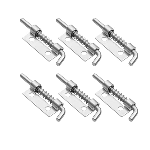 6 Pzs Pestillo de Muelle, Pestillo de Resorte de Acero Inoxidable,Cerradura de la Puerta del Cobertizo de Flores,Galvanizado,Para baño,Inodoro,Cobertizo,Dormitorio,Fácil de Montar, 5,5cm×1,6cm, Ø4,5mm