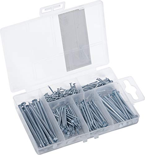 Connex Surtido de uñas DP8500101, 200 Unidades, Varios tamaños, empotradas en práctica Caja de plástico, Ideal para el hogar, Hobby y Taller, Variación