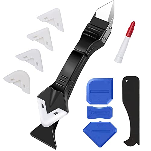 YEHOLDING Rascador profesional 3 en 1 de la marca, herramienta para calafatear silicona, rascador para eliminar silicona persistente, removedor de sellador para baños, cocinas, esquinas de pisos