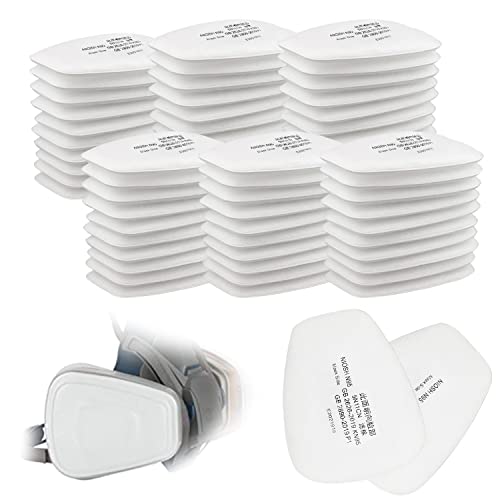 60 Pcs 5N11 Filtros de Algodón, Filtros de Repuesto para 3M 6000/6200/7502/6800/7501/Ff40 para La Protección Respiratoria