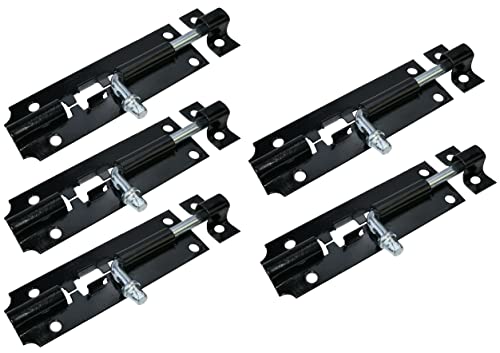AERZETIX - C54690 - Juego de 5 cerraduras de seguridad deslizante 90mm - bloqueo de la puerta de entrada - pestillo de seguridad - medio abierto/antirrobo/mecanismo de protección - color: negro