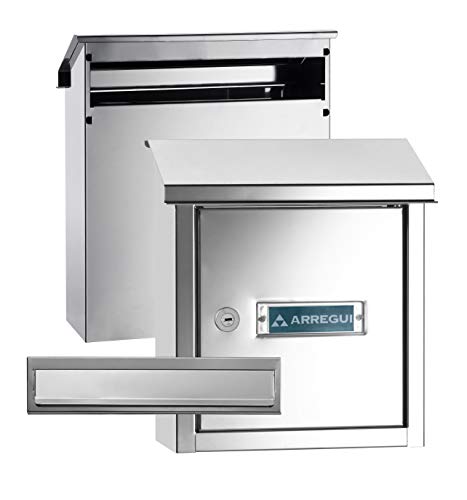 ARREGUI V4037 Pack Bocacartas + Buzón Recogecartas de Acero Inoxidable Para Puertas o Verjas en el Exterior, Buzón Exterior, Bocacartas de Boca 23x3 cm, Tamaño S (DIN A5), Anticorrosivo, Inox Brillo