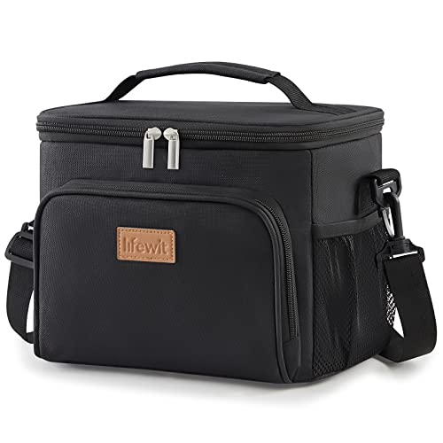 Lifewit Bolsa Térmica de Almuerzo para Hombre, Fiambrera Reutilizable para Mujer, Nevera Portátil Congelable e Impermeable para Adultos, ideal para el Trabajo, Viajes, Picnic, Color Negro 9L
