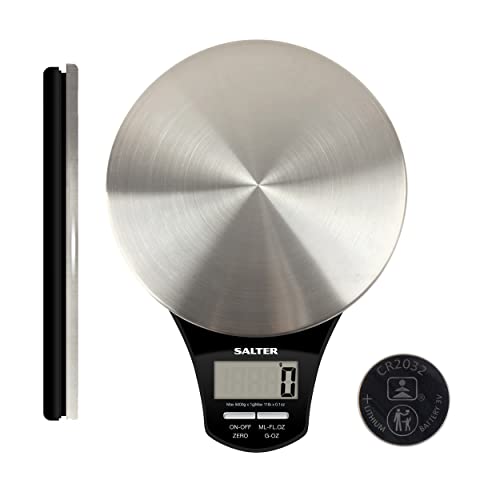 Salter Báscula de Cocina Digital de Acero Inoxidable, Capacidad 5kg, Función de Añadir y Pesar, Negro