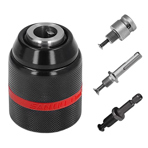 Rápida Portabrocas de Taladro 1,5-13mm, Rosca 1/2'' 20UNF Accesorios Taladro, con SDS Plus, 1/4'' Hex y 1/2'' Llave de Impacto Base, Adaptador de Conversión, para Taladros Eléctricos (1)