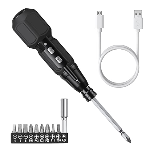 Ankilo Atornillador Eléctrico, Destornillador Eléctrico Recargable, Mini Destornillador con luces LED y cable USB, Juego de Destornilladores Inalámbrico, Negro