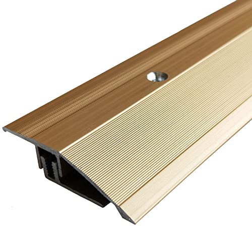 Tapajuntas Suelo 90cm -145cm de Largo Tira de Transición de Piso, Antideslizante Aluminio Tiras de Conexión de Espacios con Snap Track, Extra Ancho 5,5cm (Color : Golden, Size : Length 100cm/39in)
