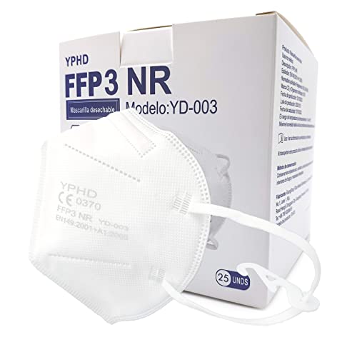 Only Pets Mascarillas FFP3 Homologadas - Mascarillas Higienicas Filtrantes de Partículas - Mascarilla Blanco de 5 Capas sin Válvula Contra el Polvo y Partículas de Calidad BFE≥98 (Sin Válvula)