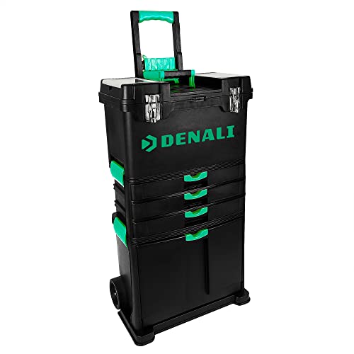 Marca Amazon - Denali Caja de herramientas y centro de trabajo con ruedas, Negro, 82 cm x 46 cm x 25 cm